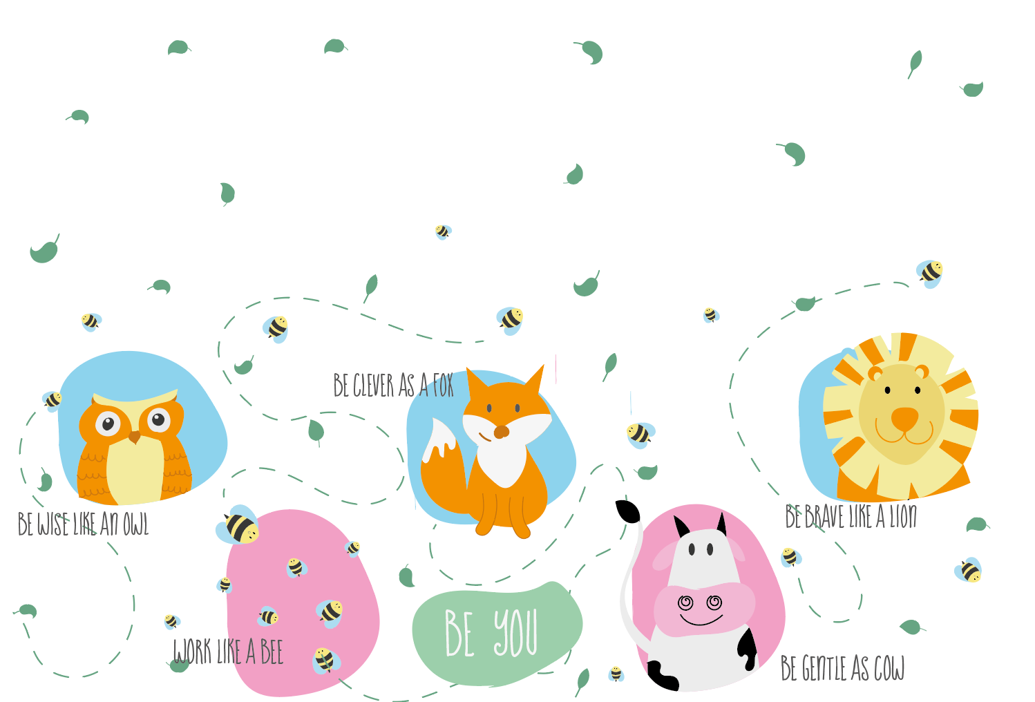Kid's wallpaper with animals greeting