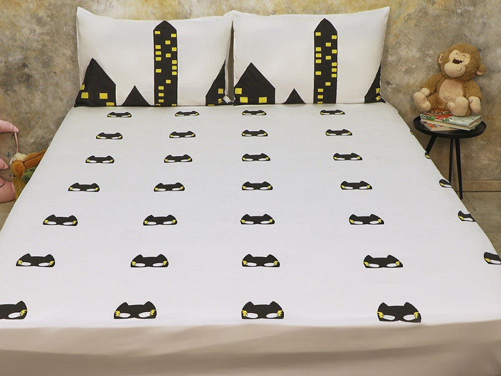 Superbaby flies over Town Kid's Bedsheet
