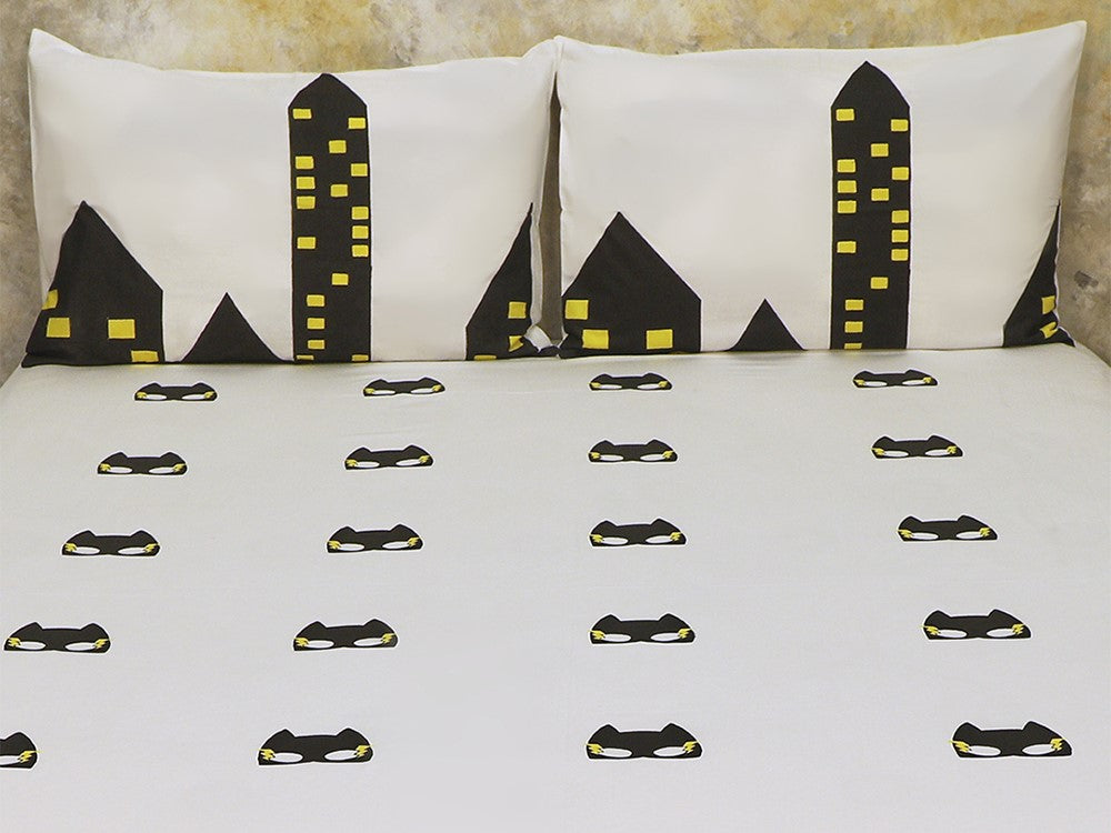 Superbaby flies over Town Kid's Bedsheet