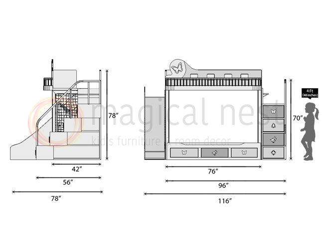 Pinkovia Princessa Bunk Bed