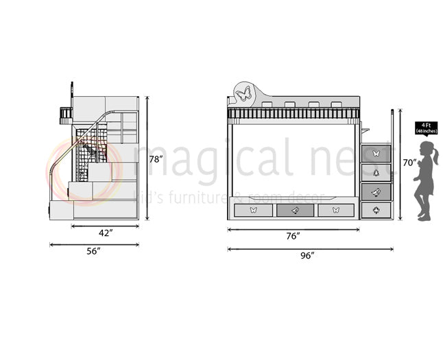 Pinkovia Princessa Bunk Bed