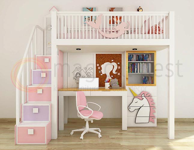 Unicorn bunk best sale bed with desk