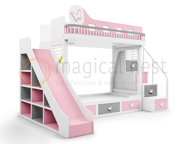 Pink bunk best sale bed with slide