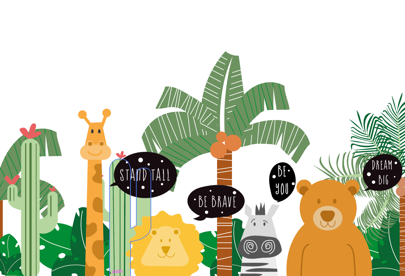 Kid's wallpaper with animals saying positive things